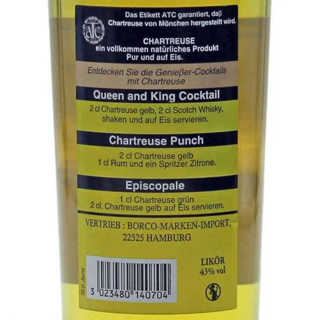 Chartreuse gelb Kräuterlikör 0,7 L 43% vol