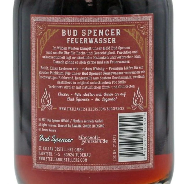 Bud Spencer Feuerwasser Chili-Zimt-Likör 0,7 L 33% vol