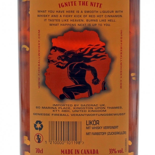 Fireball Whisky Zimt Likör 0,7 L 33% vol