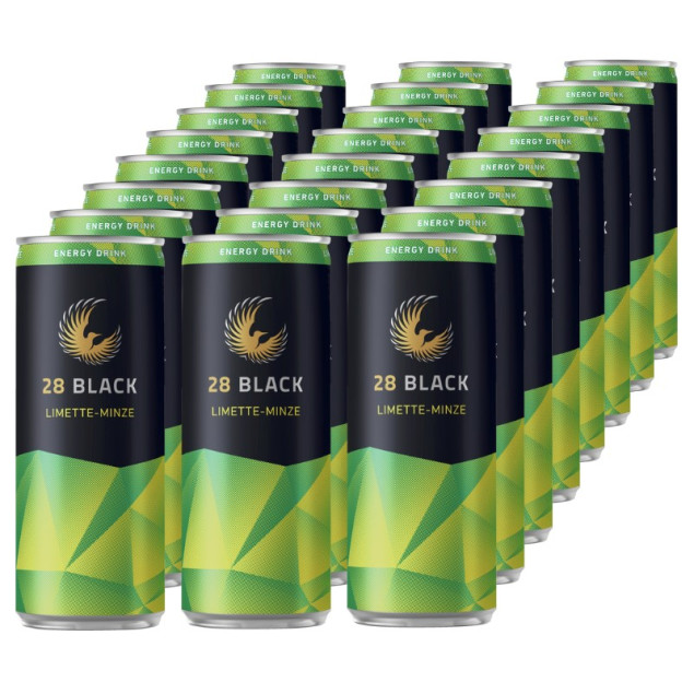 28 BLACK Limette-Minze Energy Drink Dose 24x 0,25 L