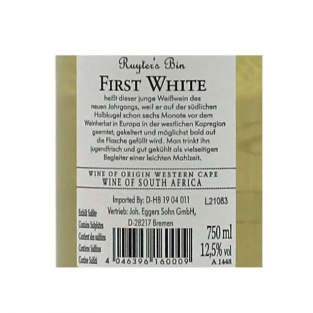 Ruyter's Bin First White 0,75 L 12,5 % vol