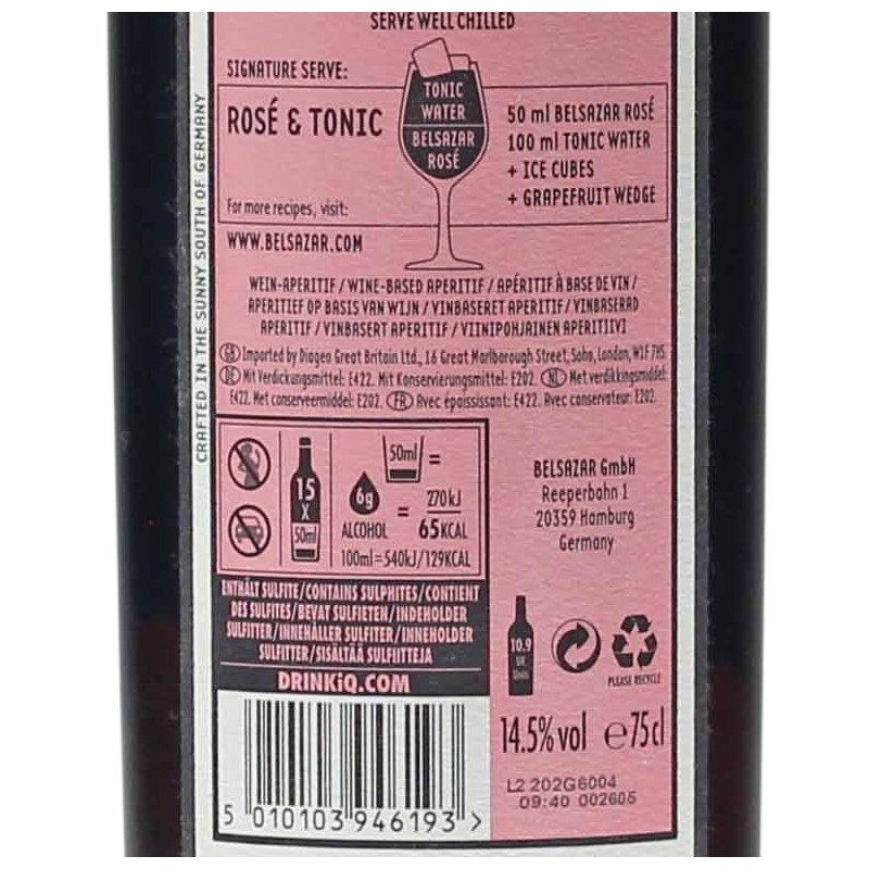 Belsazar Rose Wein-Aperitif 0,75 L 14,5 % vol Belsazar Rose Wein-Aperitif 0,75 L 14,5 % vol