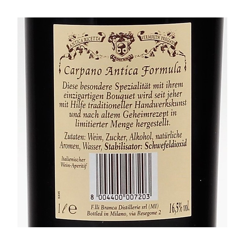 Carpano Antica Formula Vermouth 1 L 16,5%
