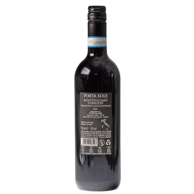 Porta Sole Montepulciano d'Abruzzo 0,75 L 13% vol Porta Sole Montepulciano d'Abruzzo 0,75 L 13% vol