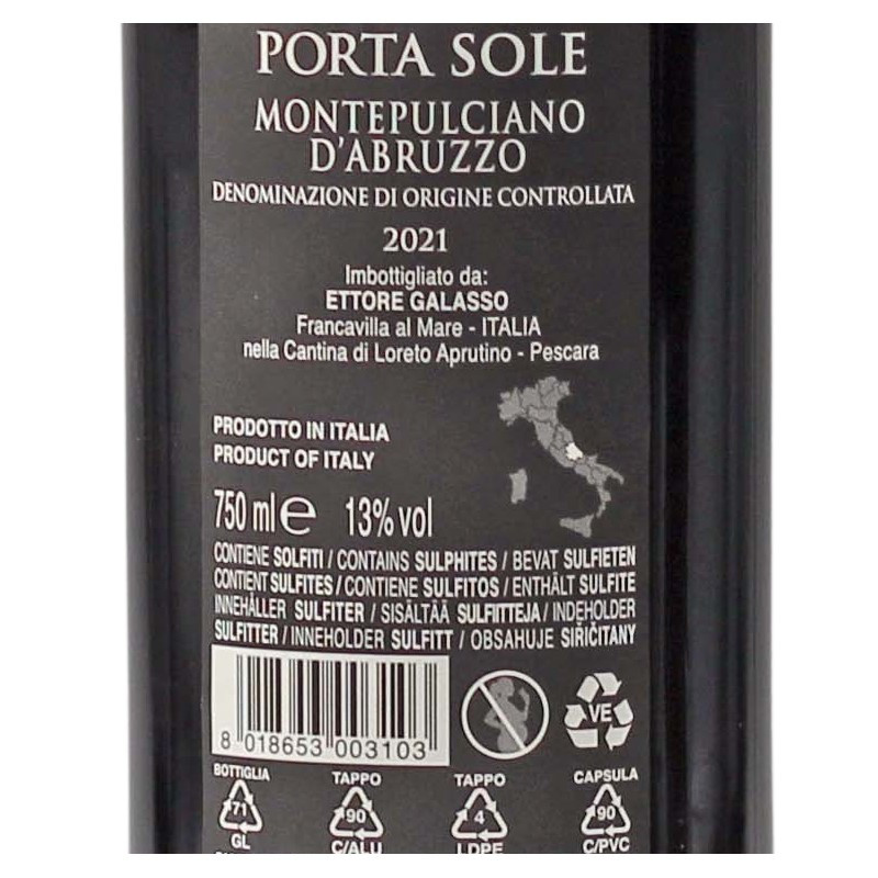Porta Sole Montepulciano d'Abruzzo 0,75 L 13% vol