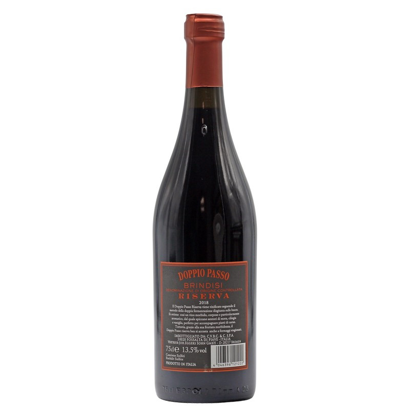 Doppio Passo Riserva Brindisi 0,75 L 13,5% vol Doppio Passo Riserva Brindisi 0,75 L 13,5% vol