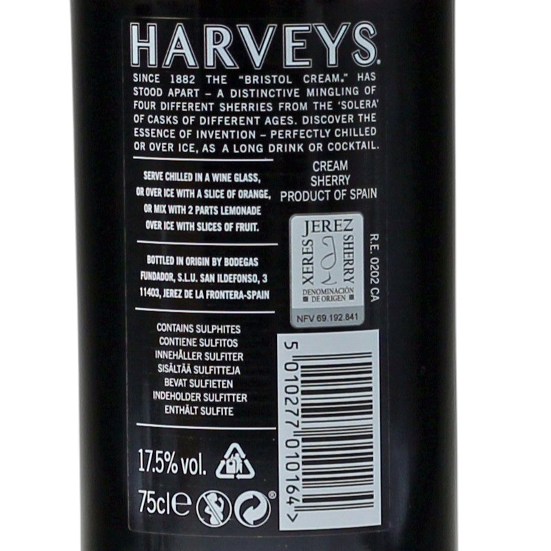 Harveys Bristol Cream Sherry 0,75 L 17,5% vol