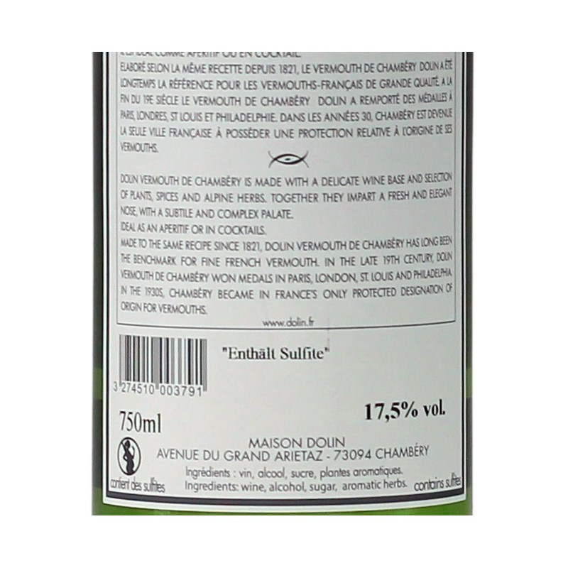 Dolin Vermouth Dry 0,75 L 17,5% vol Dolin Vermouth Dry 0,75 L 17,5% vol