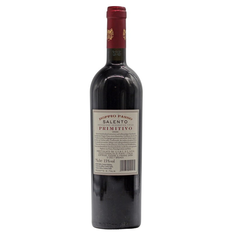 Doppio Passo Primitivo 0,75 L 13% vol Doppio Passo Primitivo 0,75 L 13% vol