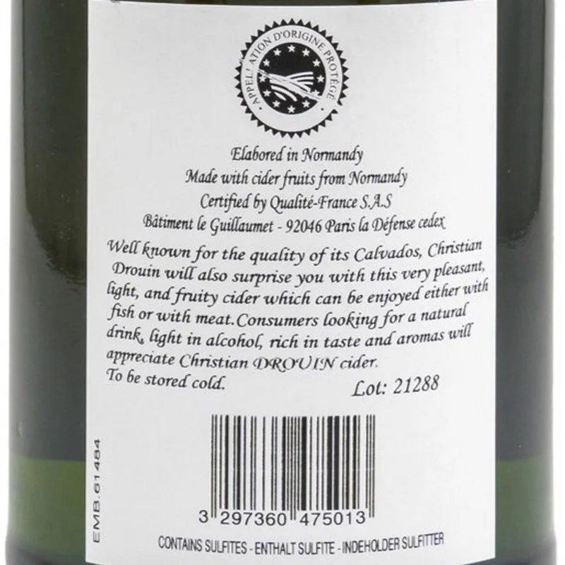 Christian Drouin Cidre Bouché Brut de Normandie 0,75 L 4,5% vol Christian Drouin Cidre Bouché Brut de Normandie 0,75 L 4,5% vol
