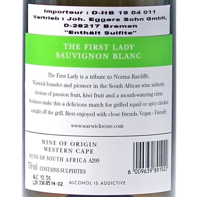 Warwick The First Lady Sauvignon Blanc 0,75 L 13,5%vol