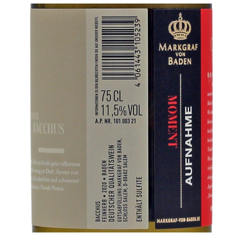 Moment Aufnahme Bacchus feinherb baden 0,75 L 11,5% vol Moment Aufnahme Bacchus feinherb baden 0,75 L 11,5% vol