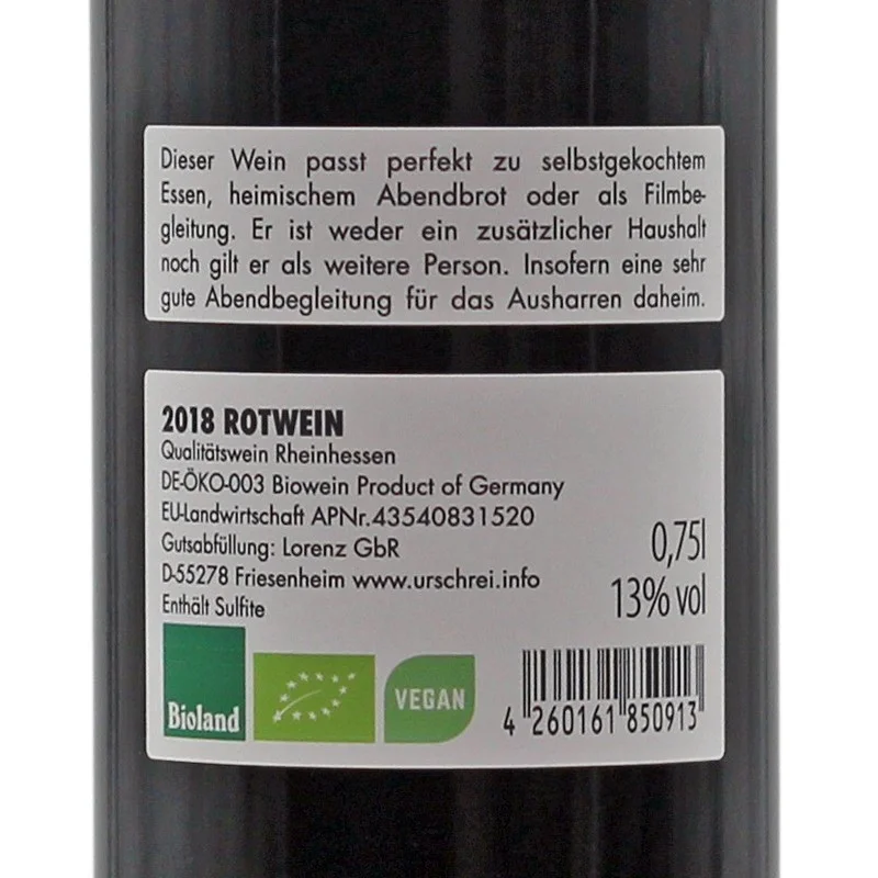 Lockdownstoff Rotwein Bio 0,75 L 13% vol