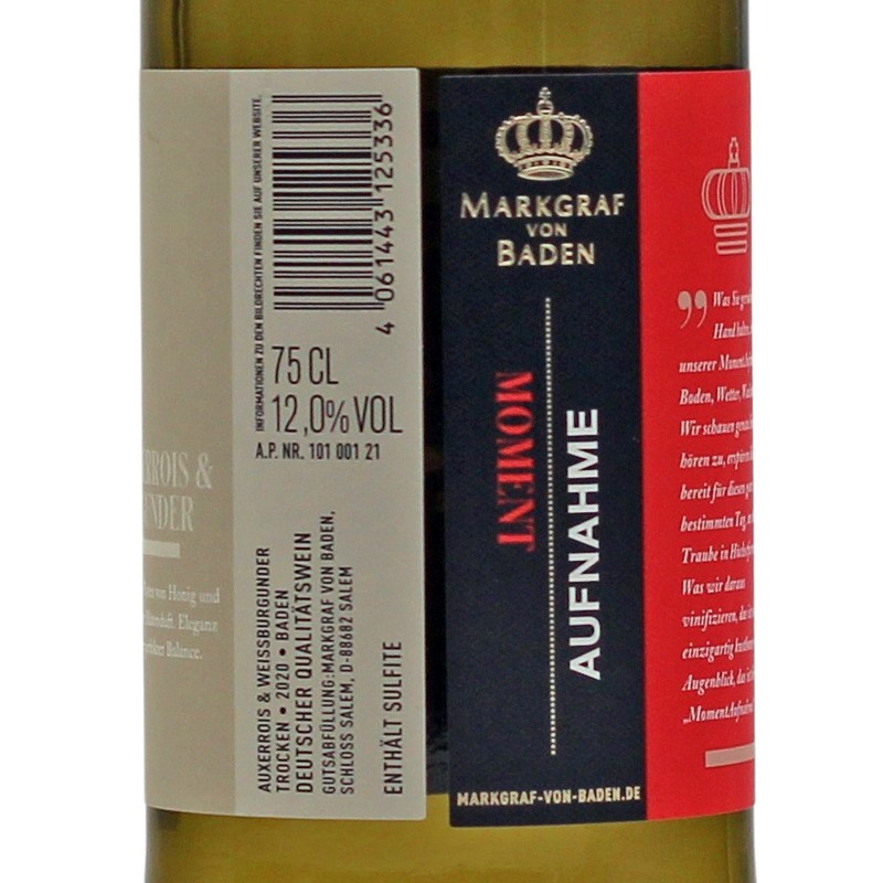 Moment Aufnahme Auxerrois & Weissburgunder 0,75 L 12,0% vol Moment Aufnahme Auxerrois & Weissburgunder 0,75 L 12,0% vol
