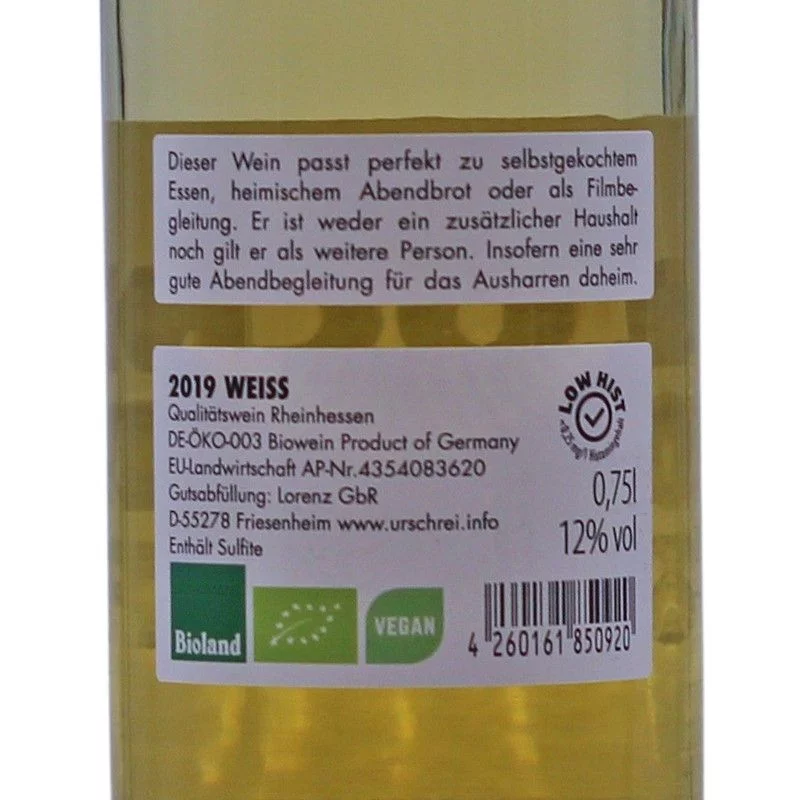 Lockdownstoff Weißwein Bio 0,75 L 12% vol