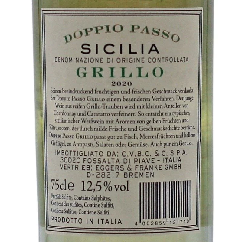 Doppio Passo Sicilia Grillo 0,75 L 12,5% vol