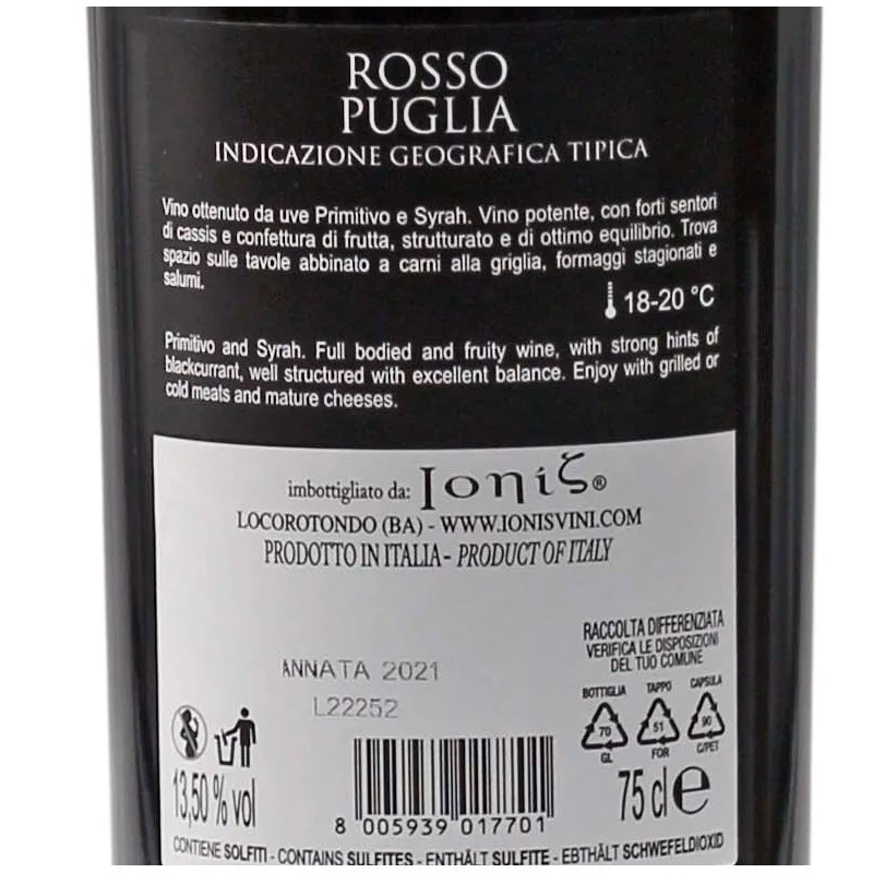 Quaranta Primitivo Syrah 0,75 L 13,5 % vol Quaranta Primitivo Syrah 0,75 L 13,5 % vol
