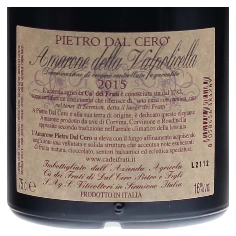 Ca dei Frati Amarone Pietro dal Cero DOC 0,75 L 16% vol Ca dei Frati Amarone Pietro dal Cero DOC 0,75 L 16% vol