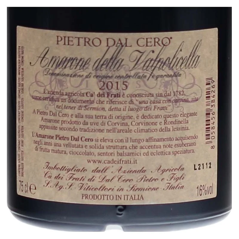 Ca dei Frati Amarone Pietro dal Cero DOC 0,75 L 16% vol Ca dei Frati Amarone Pietro dal Cero DOC 0,75 L 16% vol