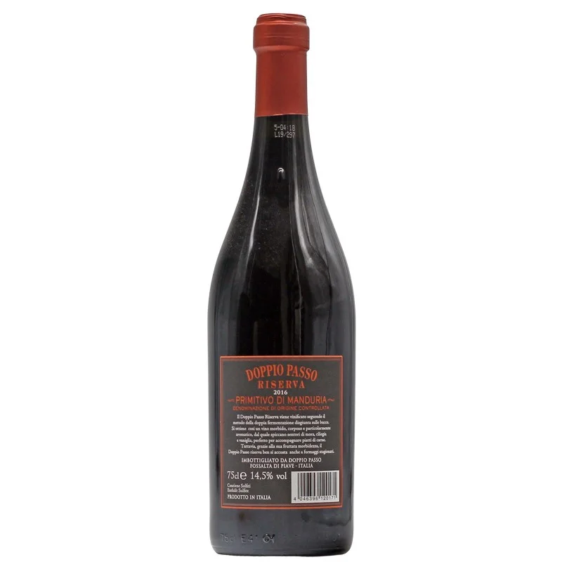 Doppio Passo Riserva Primitivo di Manduria 0,75 L 14,5% vol Doppio Passo Riserva Primitivo di Manduria 0,75 L 14,5% vol