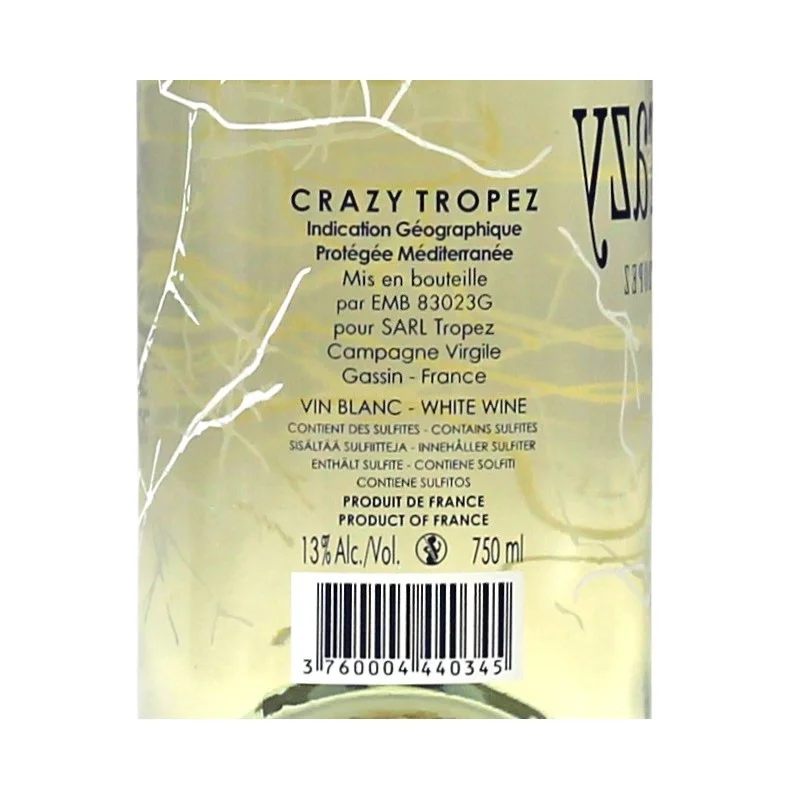 Crazy Tropez Blanc Weißwein 0,75 L 12,5% vol Crazy Tropez Blanc Weißwein 0,75 L 12,5% vol