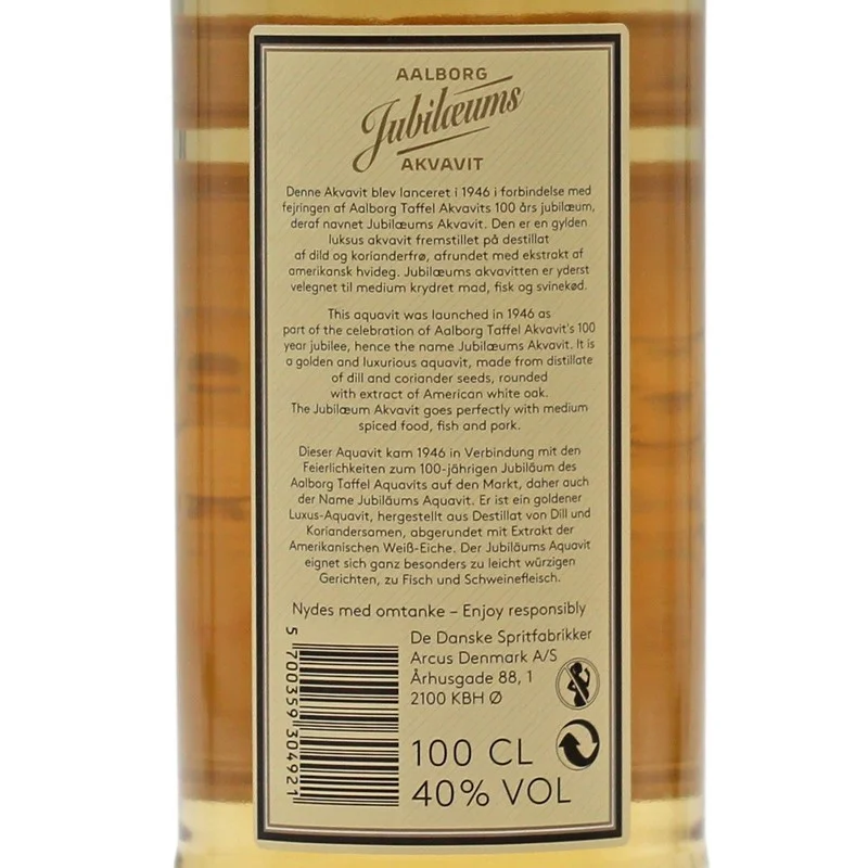 Aalborg Jubiläums Akvavit 1 L 40% vol Aalborg Jubiläums Akvavit 1 L 40% vol