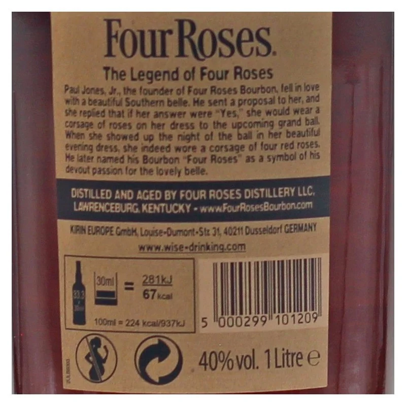 Four Roses Kentucky Straight Bourbon Whiskey 1 L 40% vol Four Roses Kentucky Straight Bourbon Whiskey 1 L 40% vol