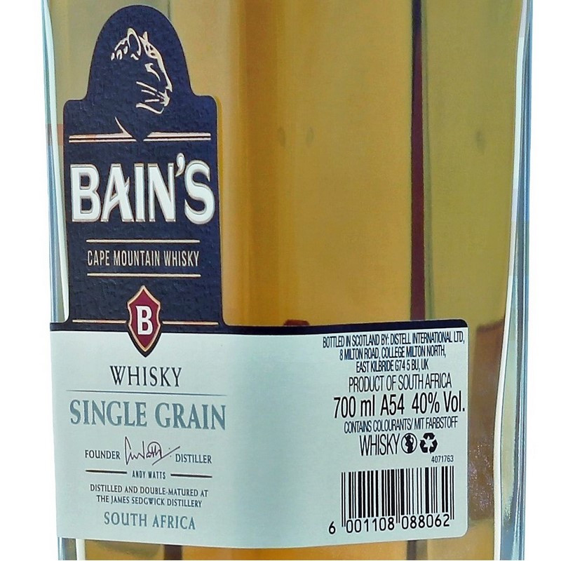 Bain's Cape Mountain Single Grain Whisky 0,7 L 40%vol Bain's Cape Mountain Single Grain Whisky 0,7 L 40%vol