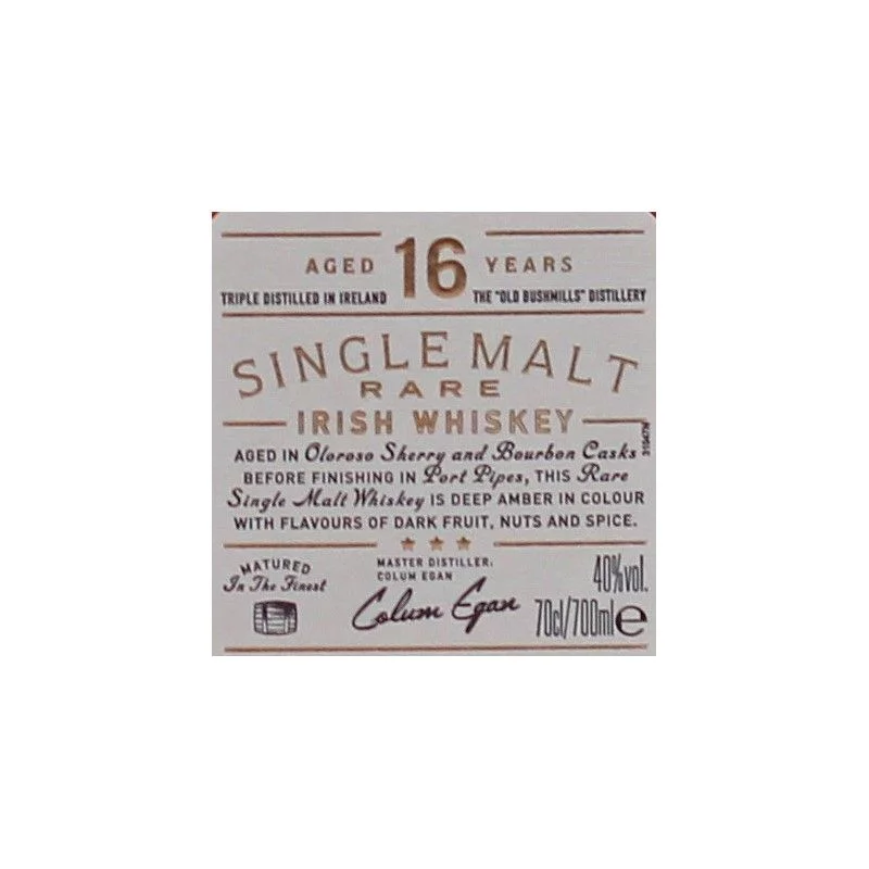 Bushmills 16 Jahre Single Malt Irish Whiskey 0,7 L 40% vol