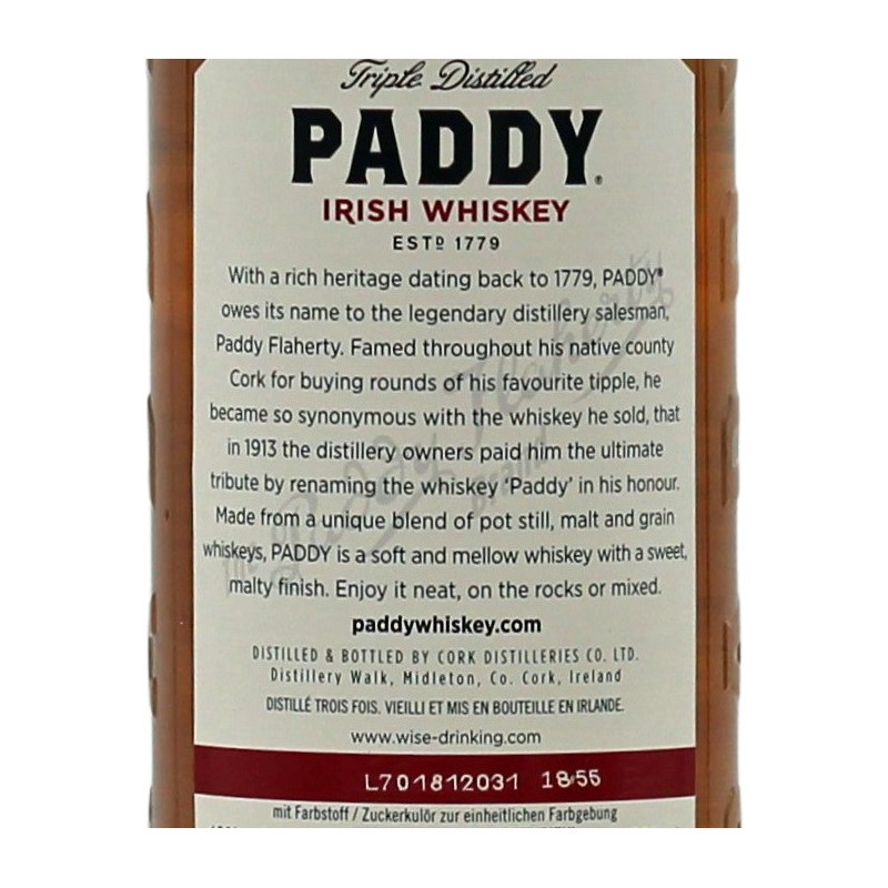Paddy Old Irish Whiskey 0,7 L 40%vol Paddy Old Irish Whiskey 0,7 L 40%vol