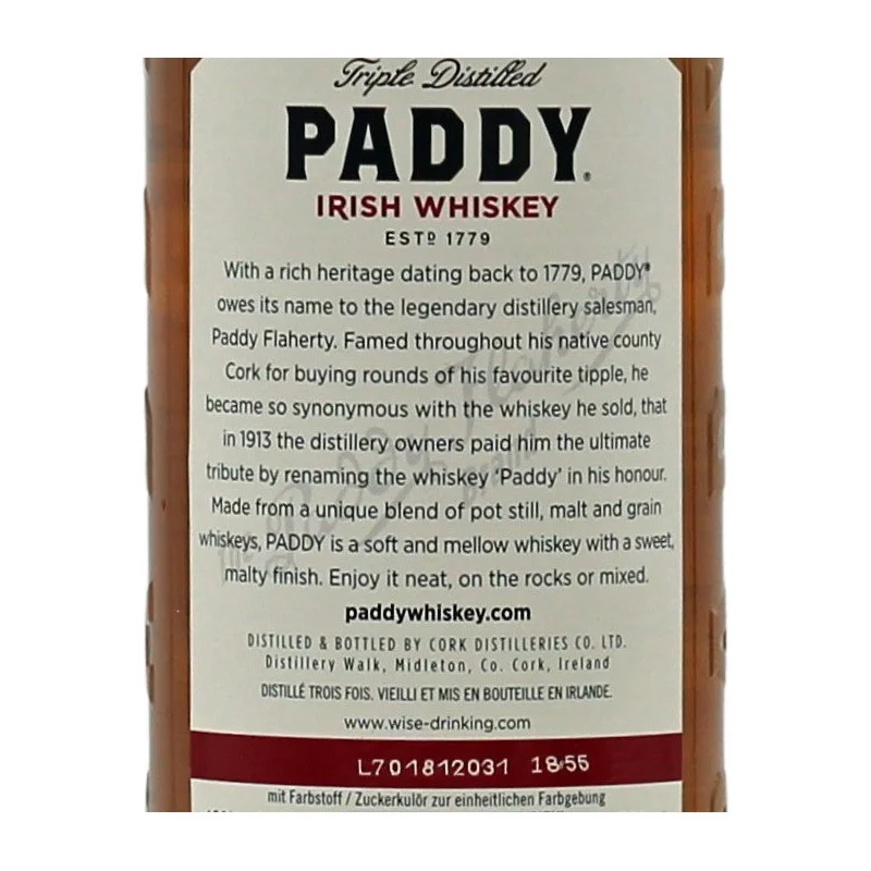 Paddy Old Irish Whiskey 0,7 L 40%vol Paddy Old Irish Whiskey 0,7 L 40%vol