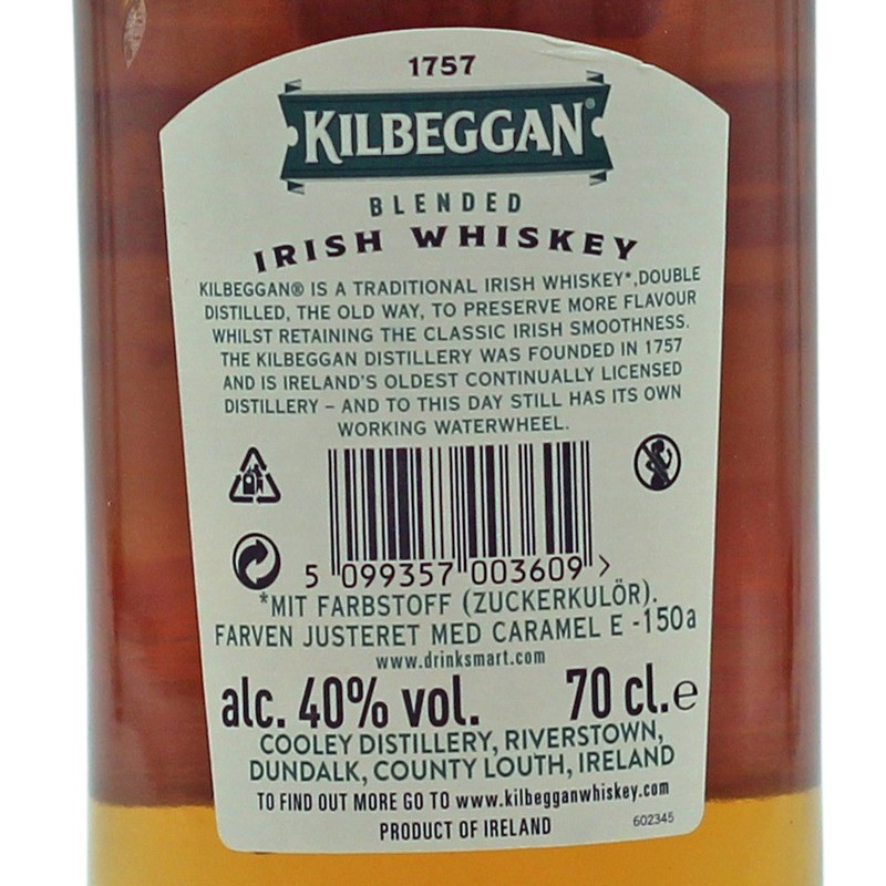 Kilbeggan Irish Whisky 0,7 L 40% vol