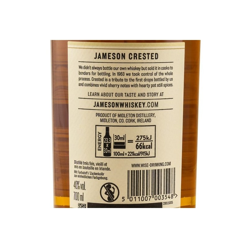 Jameson Crested 0,7 L 40% vol Jameson Crested 0,7 L 40% vol