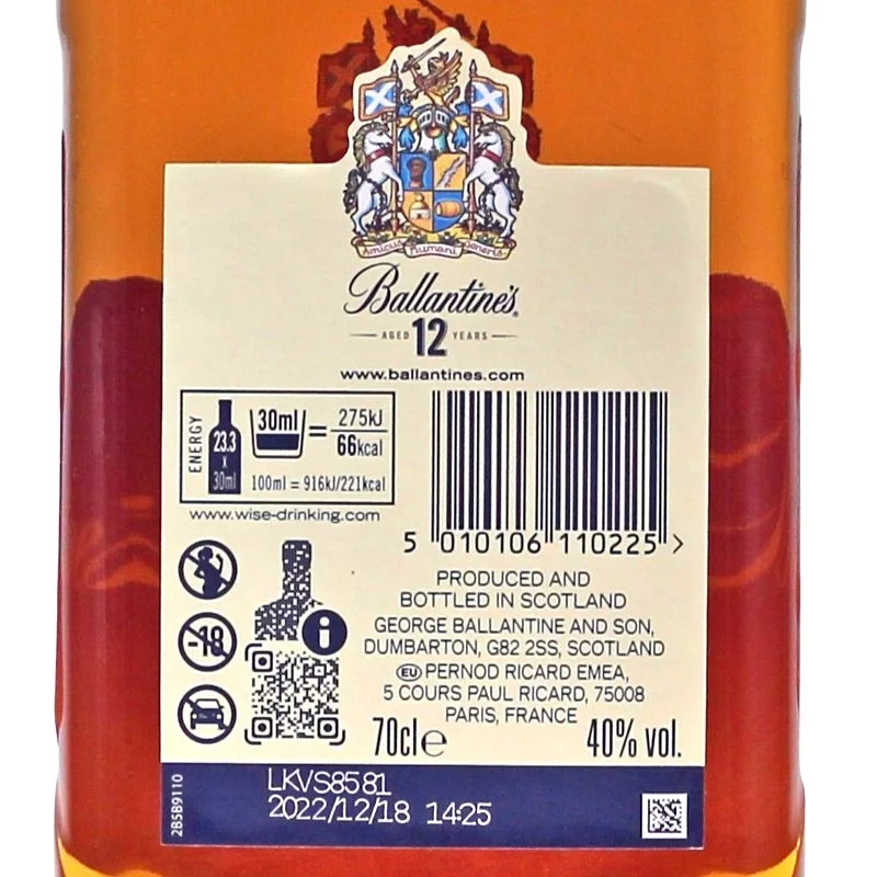 Ballantines 12 Jahre Blended Scotch Whisky 0,7 L 40% vol