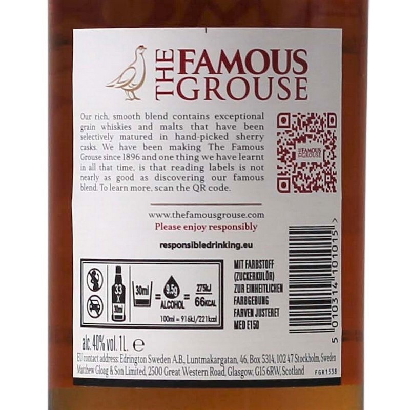 Famous Grouse Blended Scotch Whisky 1 L 40% vol Famous Grouse Blended Scotch Whisky 1 L 40% vol