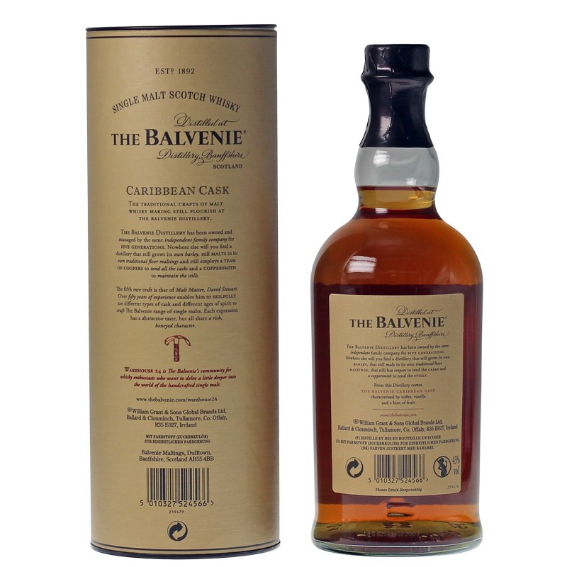 Balvenie Caribbean Cask 14 Jahre 0,7 L 43% vol Balvenie Caribbean Cask 14 Jahre 0,7 L 43% vol