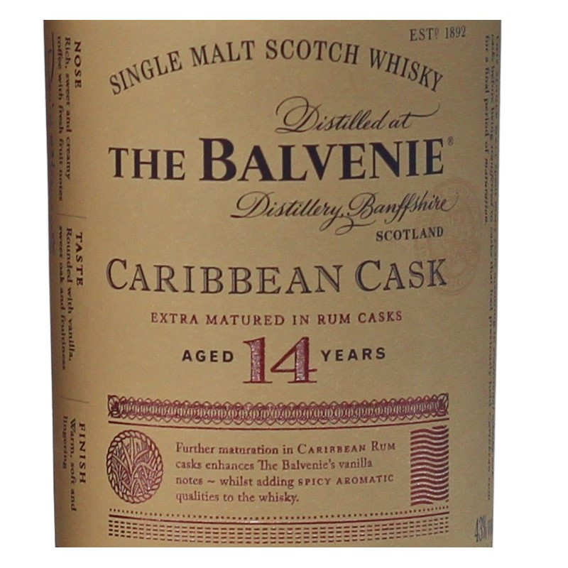 Balvenie Caribbean Cask 14 Jahre 0,7 L 43% vol