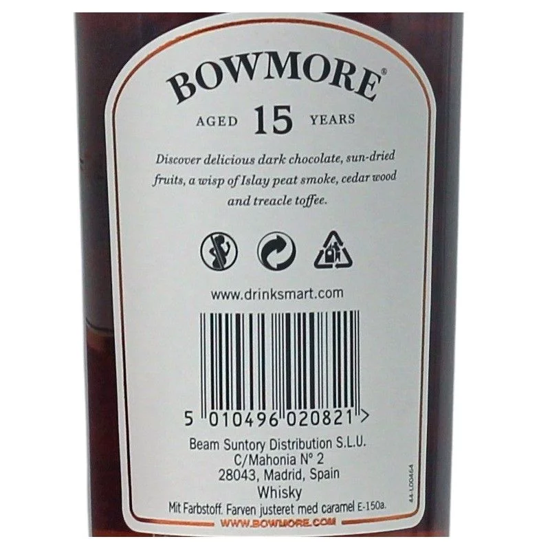 Bowmore 15 Jahre 0,7 L 43%vol