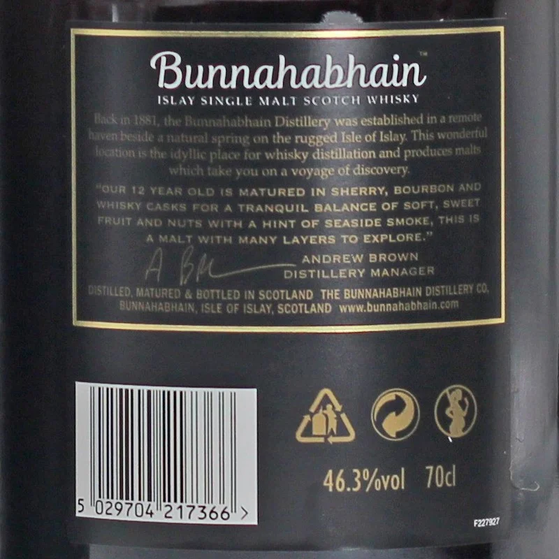 Bunnahabhain 12 Years Old 0,7 L 46,3% vol