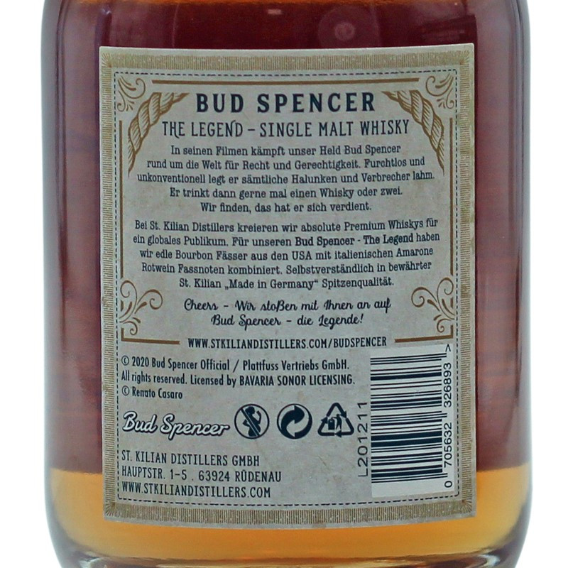 Bud Spencer The Legend Single Malt Whisky 0,7 L 46% vol Bud Spencer The Legend Single Malt Whisky 0,7 L 46% vol