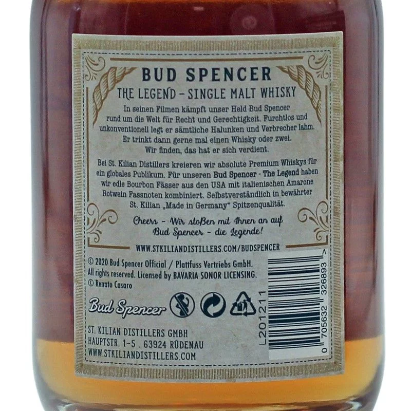 Bud Spencer The Legend Single Malt Whisky 0,7 L 46% vol