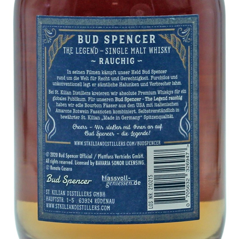 Bud Spencer The Legend rauchig Single Malt Whisky 0,7 L 49% vol Bud Spencer The Legend rauchig Single Malt Whisky 0,7 L 49% vol
