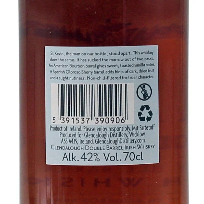 Glendalough Double Barrel Irish Whiskey 0,7 L 42% vol