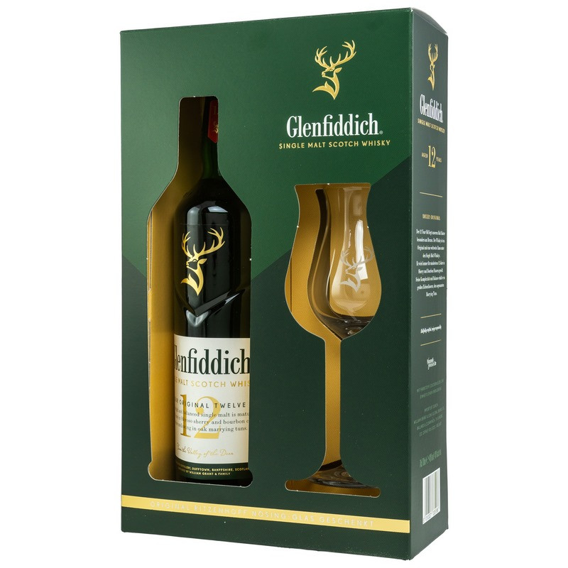 Glenfiddich 12 Jahre mit 1 Nosing Glas 0,7 L 40% vol Glenfiddich 12 Jahre mit 1 Nosing Glas 0,7 L 40% vol