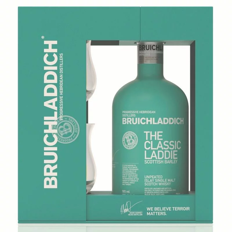 Bruichladdich Scottish Barley Geschenkset mit 2 Gläsern 0,7 L 50%vol