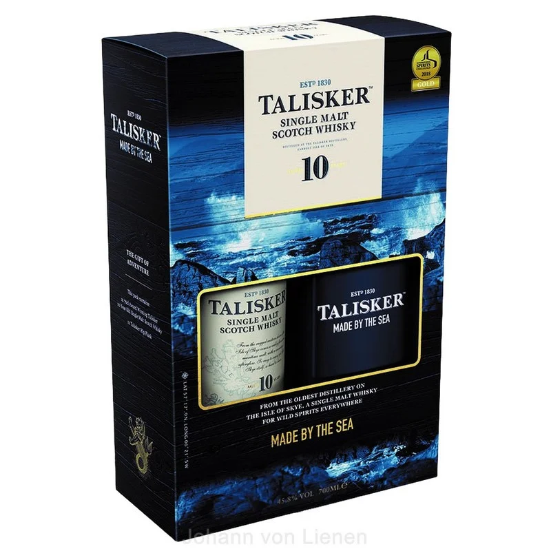 Talisker 10 Jahre in Geschenkpackung mit Flachmann 0,7 L 45,8%vol