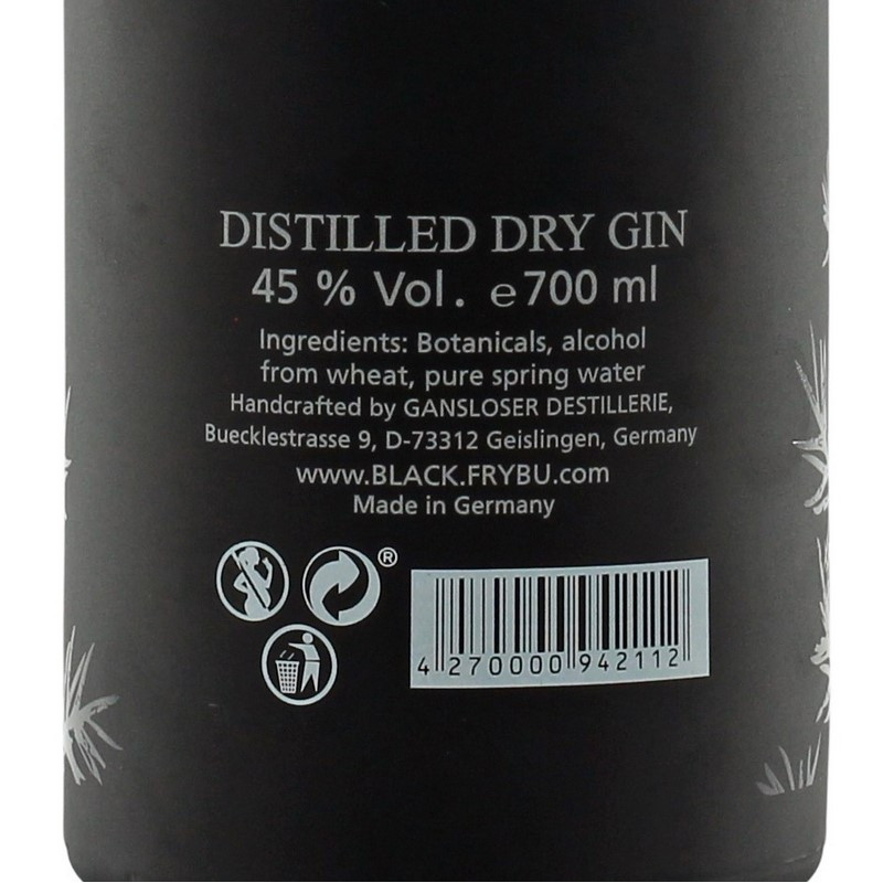 Gansloser Black Gin 0,7 L 45 %vol Gansloser Black Gin 0,7 L 45 %vol