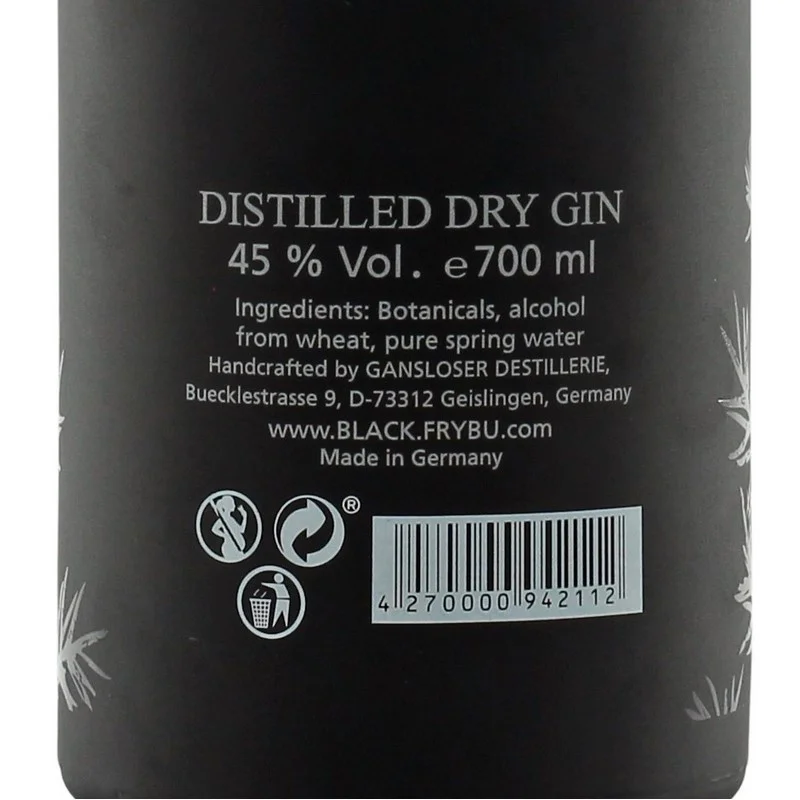 Gansloser Black Gin 0,7 L 45 %vol Gansloser Black Gin 0,7 L 45 %vol