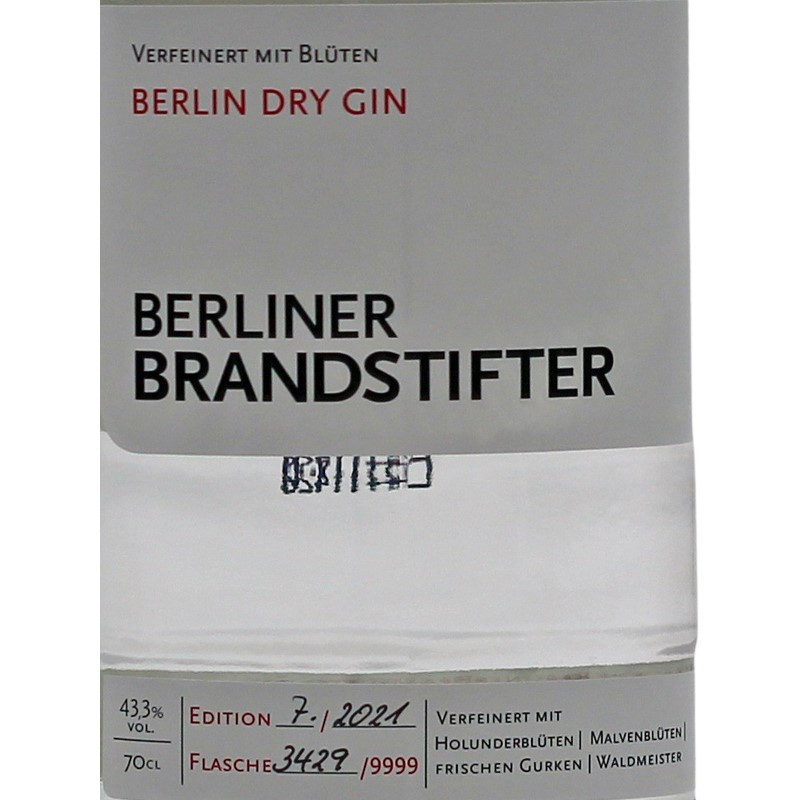 Berliner Brandstifter Dry Gin 0,7 L 43,3% vol
