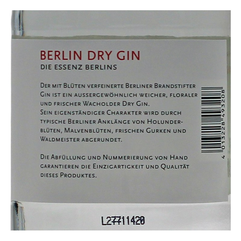 Berliner Brandstifter Dry Gin 0,7 L 43,3% vol Berliner Brandstifter Dry Gin 0,7 L 43,3% vol